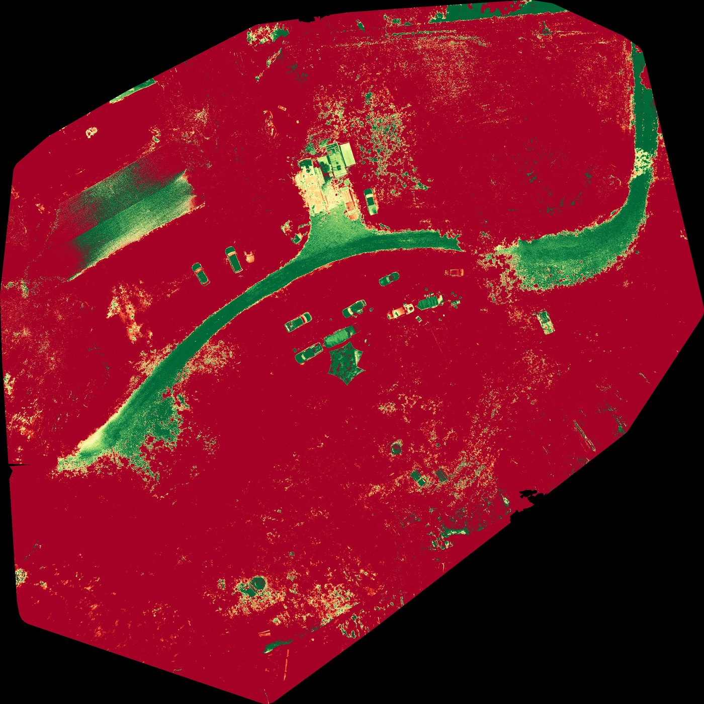 EVI multispectral vegetation index map from a UUAS drone flight