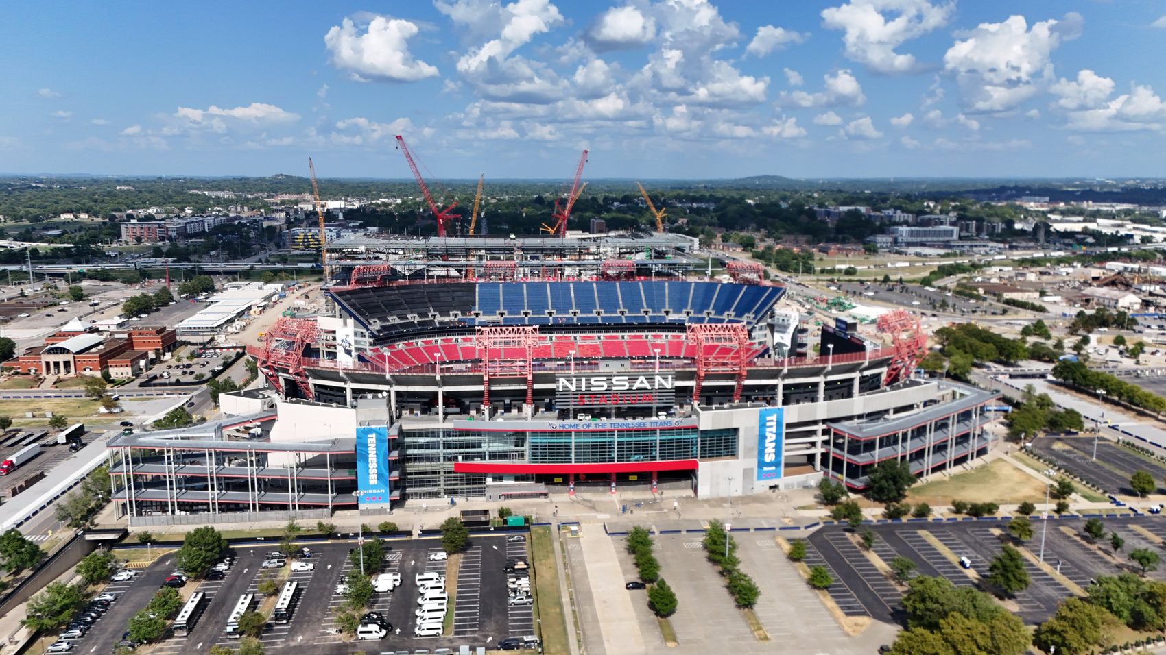 Aerial of Nissan Stadium in Nashville, home of the Tennessee Titans